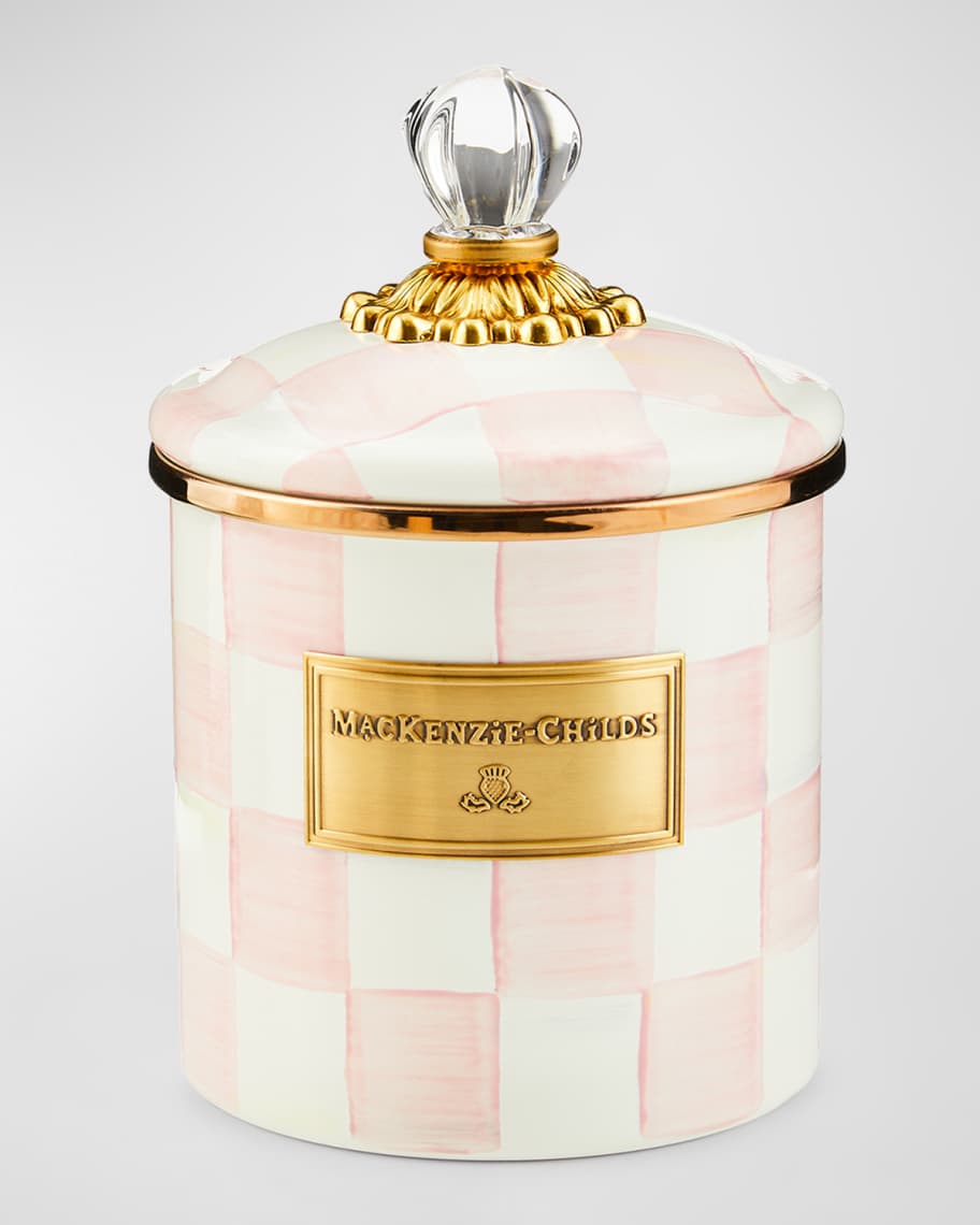 MacKenzie-Childs Rosy Check Enamel Canister, Small | Neiman Marcus
