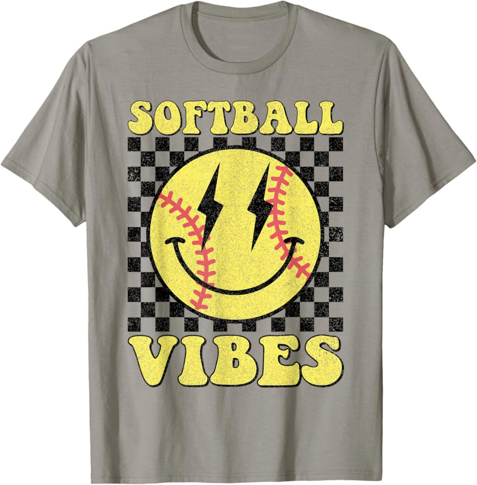 Brand: Happy Softball Smile Face Softball Vibes Shirt | Amazon (US)