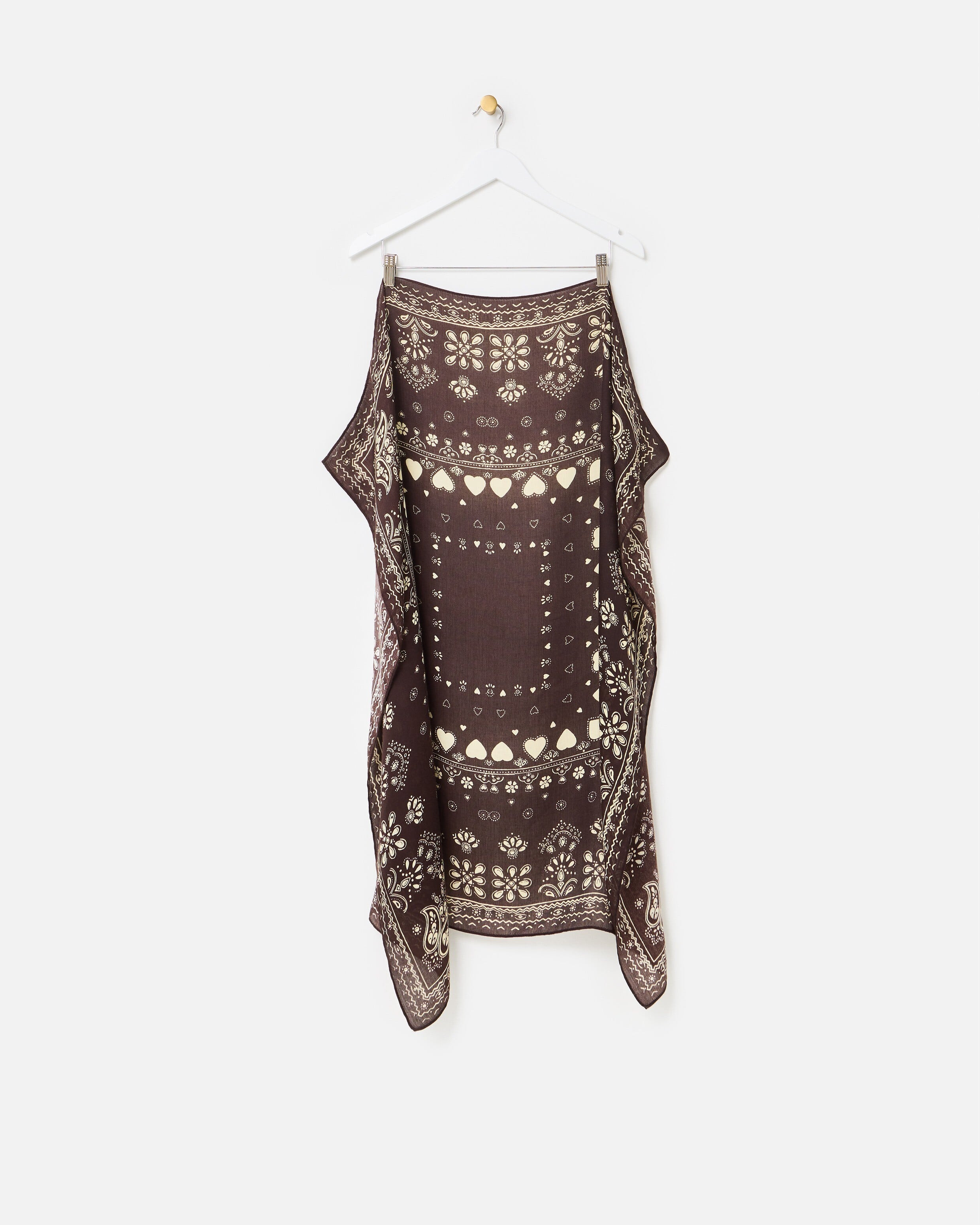 Chocolate Brown & Butter Yellow Bandana Large Square Scarf | Oliver Bonas | Oliver Bonas (Global)