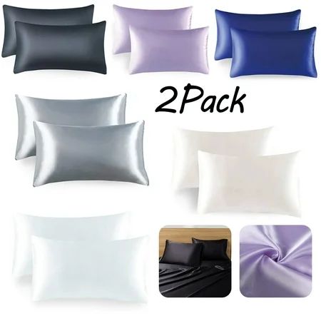 AMERTEER Silk Satin Pillowcase for Hair and Skin -20x30 inches( Standard Size) Slip Pillow Cases Que | Walmart (US)
