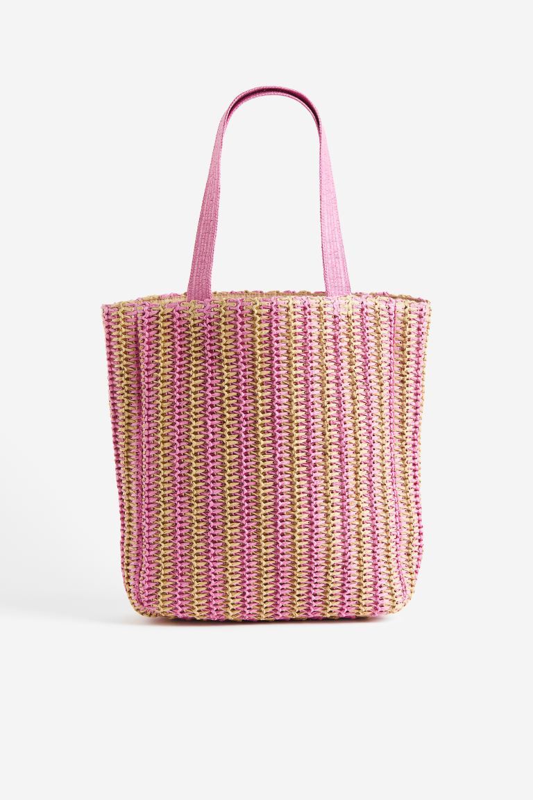 Straw Bag - Pink/striped - Ladies | H&M US | H&M (US + CA)
