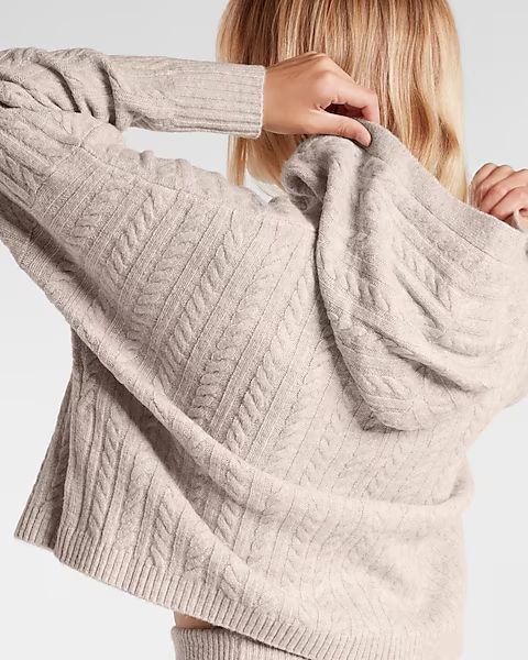 Cable Knit Hooded Sweater | Express