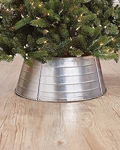 The Lakeside Collection Galvanized Metal Christmas Tree Ring - Farmhouse Holiday Accent - Silver | Amazon (US)