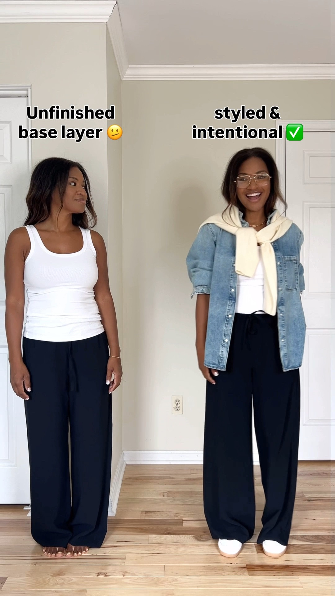 Wearing a small in the tank top,
yellow sweater and pants. Wearing a medium in the button down. Size down 1/2 in the samba sneakers.

#LTKgrwm #LTKootd #LTKOver40