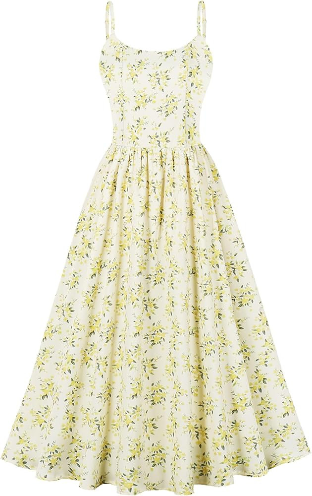 Floral Corset Dress Solid Long Dress Low Cut Dress Open Back Summer Dress | Amazon (US)