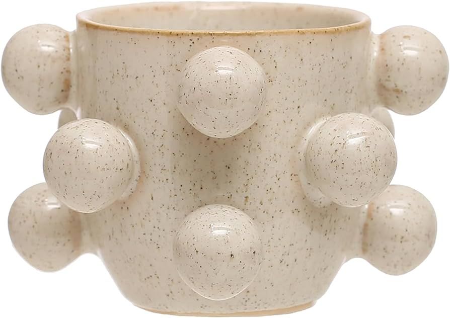 Bloomingville 4.25 Inches Round Stoneware Orbs and Reactive Glaze, Holds 3 Inches Pot, Speckled Cream Planter | Amazon (US)