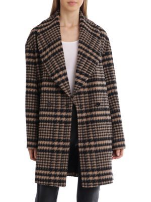 Avec Les Filles Houndstooth Dropped Shoulder Peacoat on SALE | Saks OFF 5TH | Saks Fifth Avenue OFF 5TH