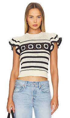 Rails Penelope Top en Oat Navy Crochet Stripe from Revolve.com | Revolve Clothing (Global)