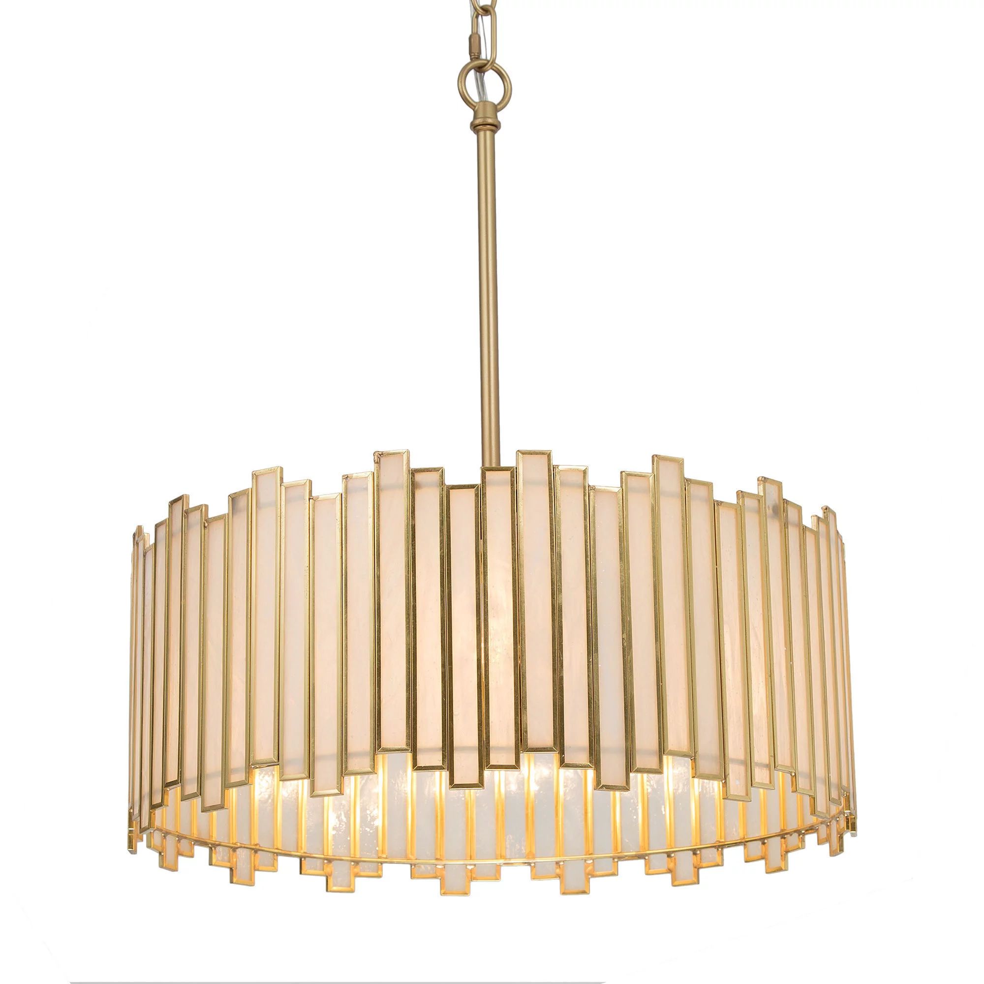 LNC 4-Light Modern/Contemporary Tiffany Matte Gold and White Drum Shade Chandelier For Living Roo... | Walmart (US)