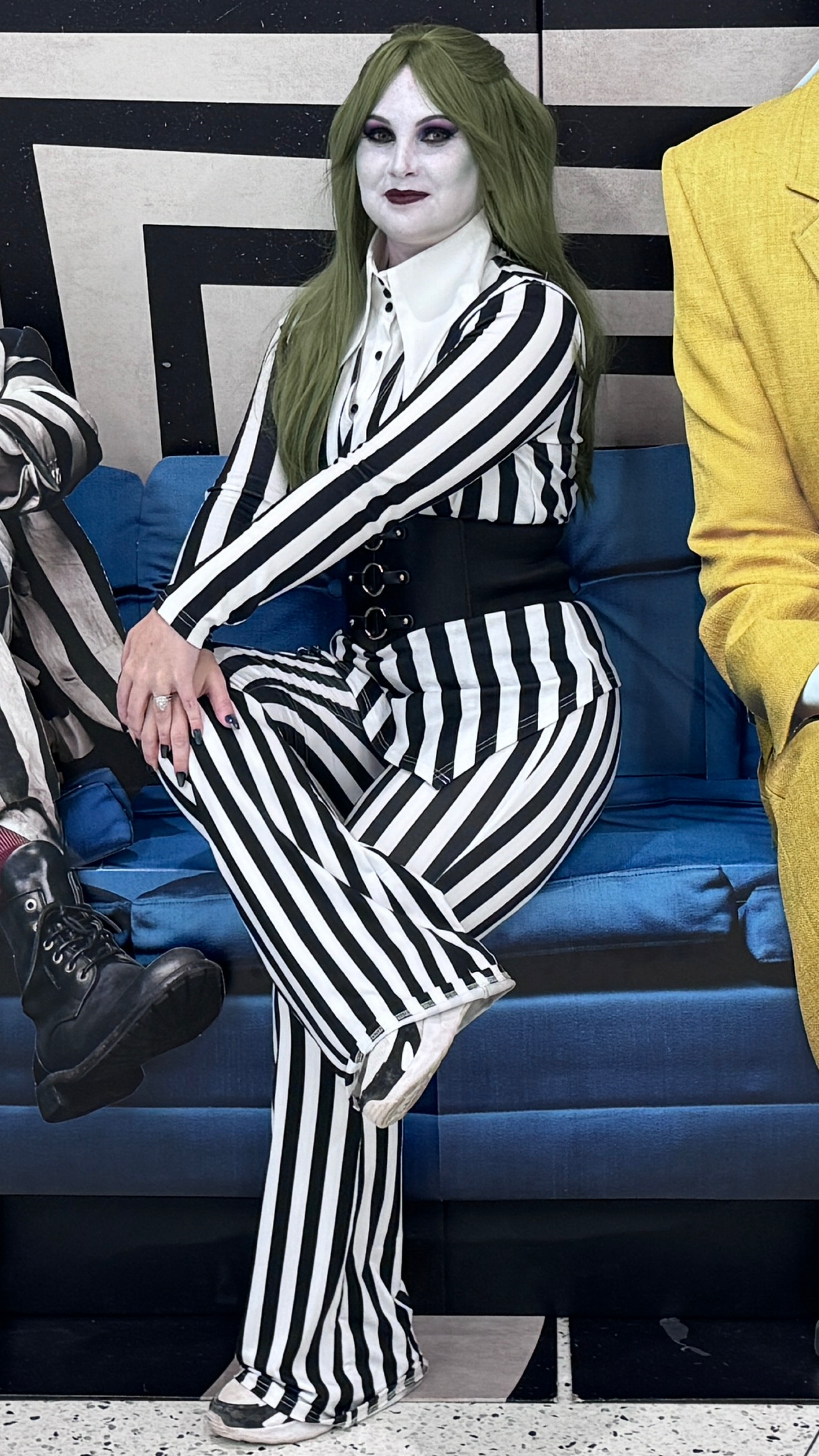 Create your own Beetlejuice costume this Halloween with a DIY twist! Start with a classic black and white striped suit, and add a white shirt underneath. Top it off with a wild, teased wig and some ghostly white face paint. Don't forget the dark circles around your eyes for that iconic undead look! For the final touch, carry a prop like a miniature tombstone or a handbook for the recently deceased. Perfect for anyone looking to stand out at the party with a spooky and stylish costume.

#LTKpartywear #LTKcanada