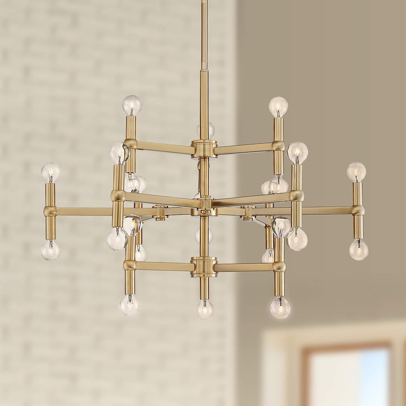 Possini Euro Marya 32" Wide Satin Brass 24-Light Chandelier - #15A84 | Lamps Plus | Lamps Plus