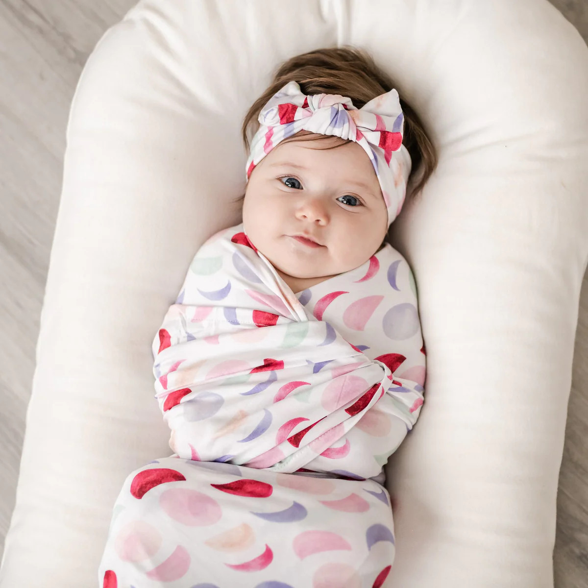 Luna Mauve Bamboo Viscose Swaddle + Headband Set | Little Sleepies