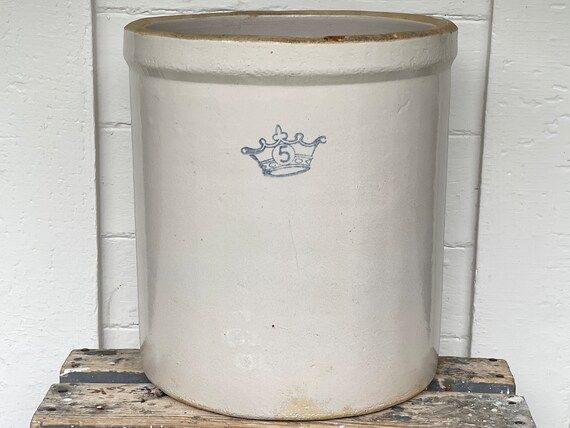 Vintage Crock  5 Gallon Blue Crown Crock  Ransbottom - Etsy | Etsy (US)