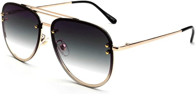 Premium Rimless Oversized Aviator Sunglasses for Women, Polarized PC Lens UV Protection Women’s... | Amazon (US)