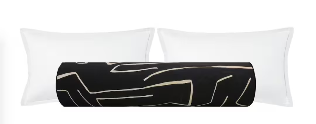 The Bolster : Graffito // Onyx + Beige | groundworks | Kelly Wearstler | designer fabric | modern... | Etsy (US)