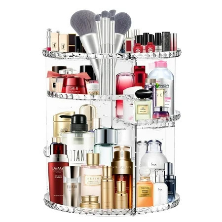 Rotating Makeup Organizer and Storage Perfume Organizer for Vanity Dresser Cosmetics Organizer 4 Trays Adjustable Cosmetic Storage Cases | Walmart (US)