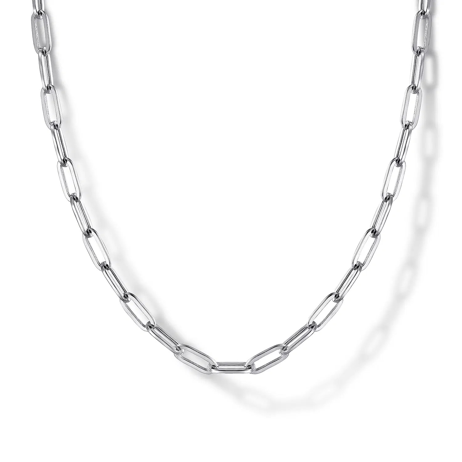 925 Sterling Silver Solid Paper Clip Chain Necklace | Gabriel & Co. Fine Jewelry And Bridal