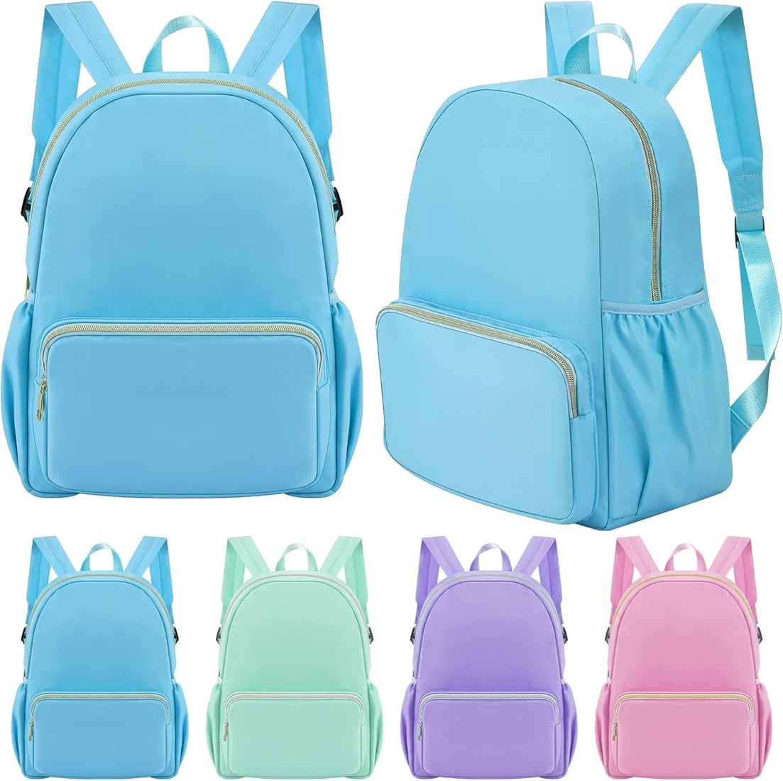 Cunno 4 Pieces Nylon Backpack for School Preppy Bookbags Bulk Girls Boys DIY School Bags Travel T... | Amazon (US)