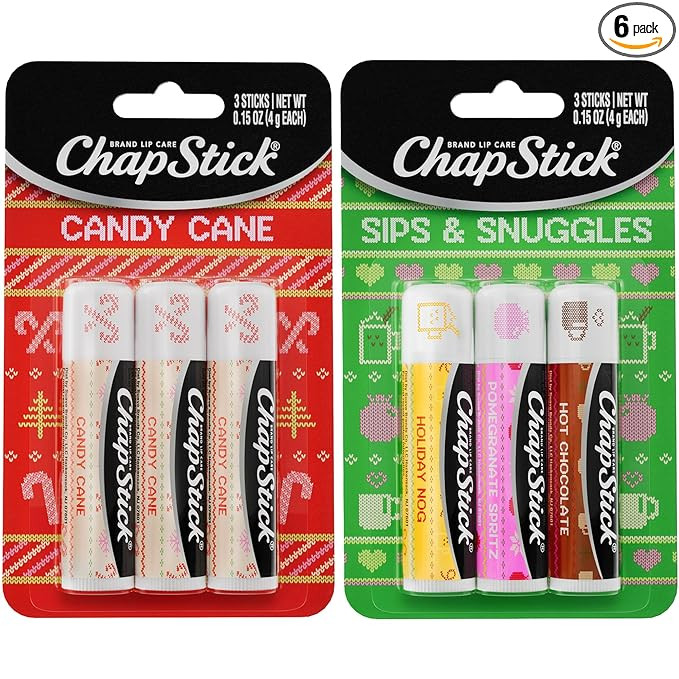ChapStick Lip Balm, Holiday Variety Packs (6 Sticks) – Candy Cane, Sips & Snuggles Flavored Lip... | Amazon (US)