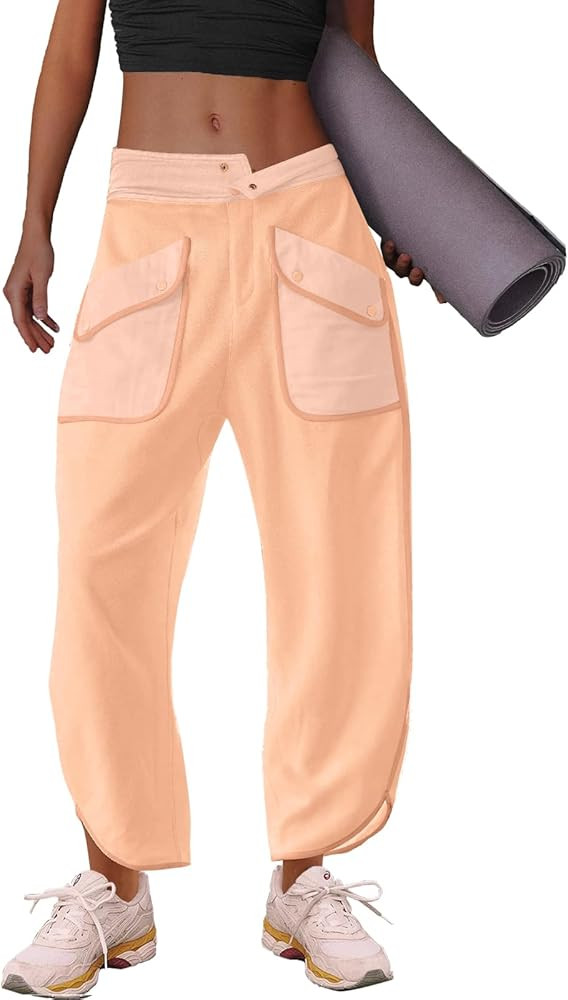 LAMISSCHE Oversized Barrel Lounge Pants Women Wide Leg Sweatpants with Pockets Baggy Cropped Pant... | Amazon (US)