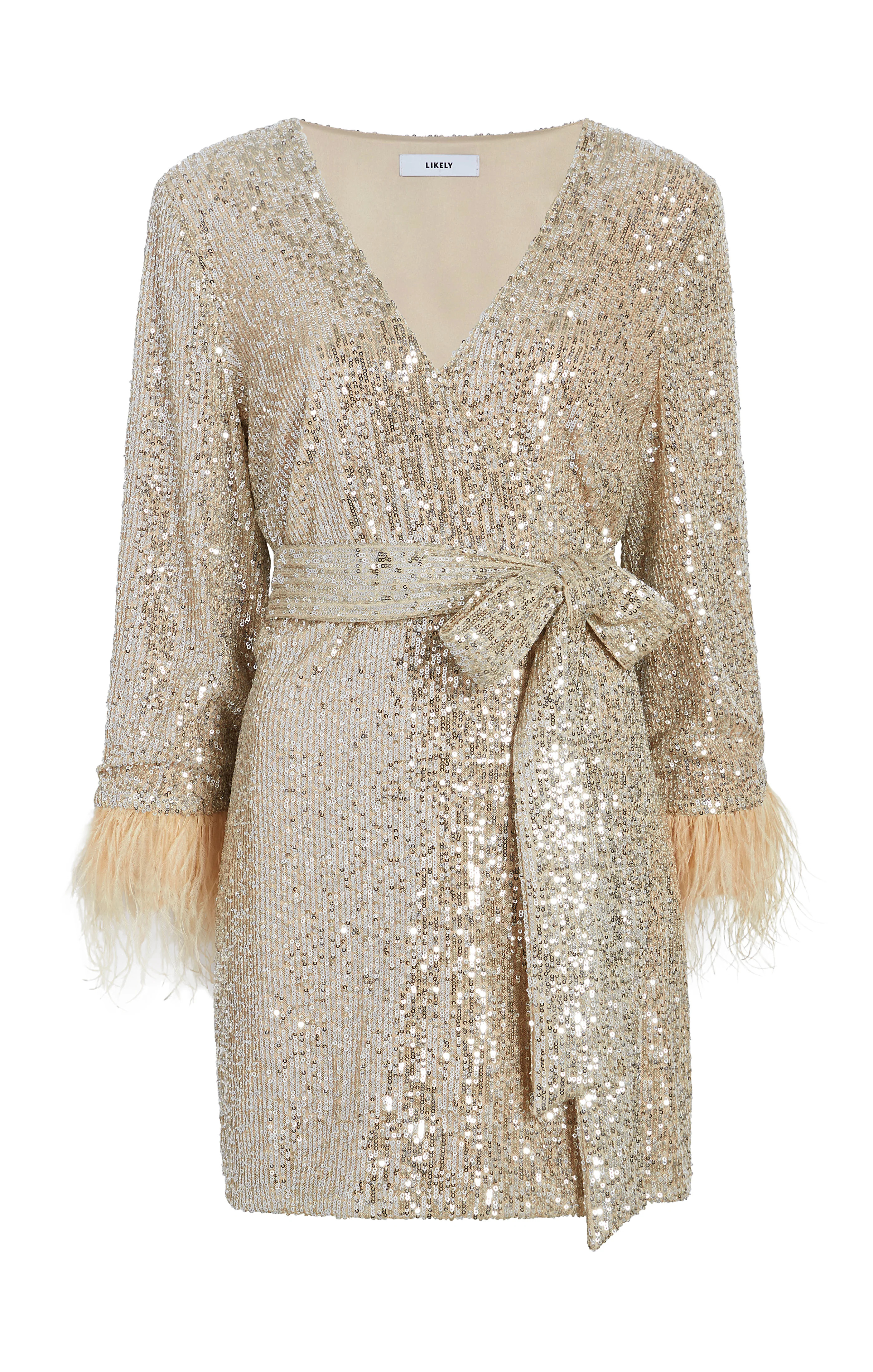 Feather Lange Dress 0 / Champagne | LIKELY