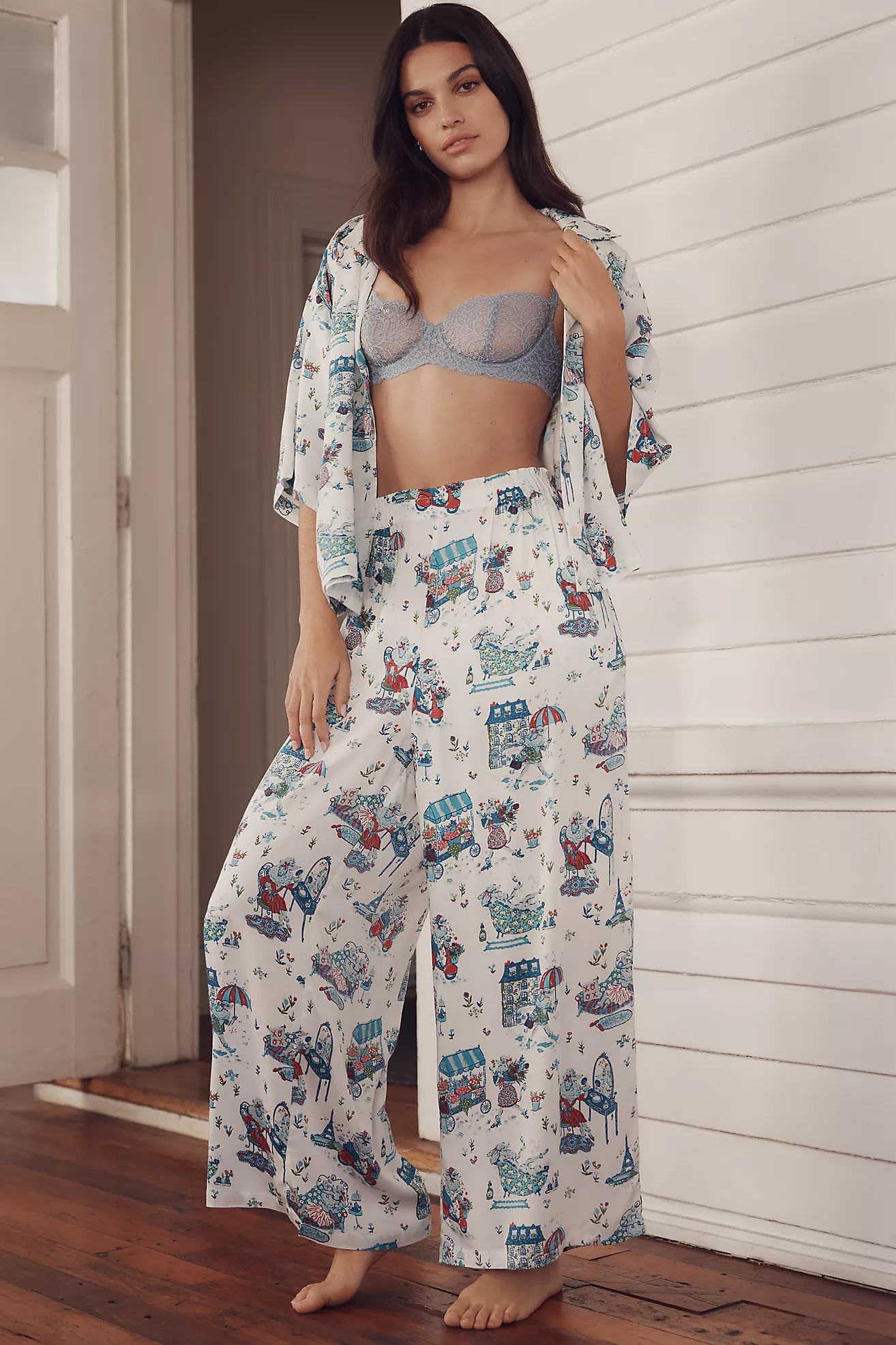 Printfresh Parisian Satin Pajama Set | Anthropologie (US)