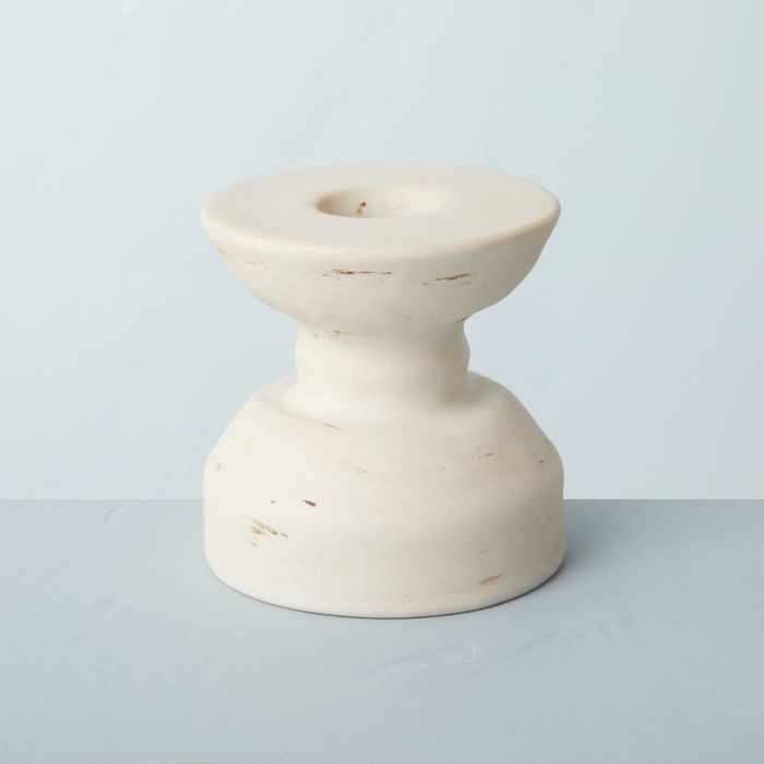 Chunky Ceramic Taper Holder Natural Cream - Hearth & Hand™ with Magnolia | Target