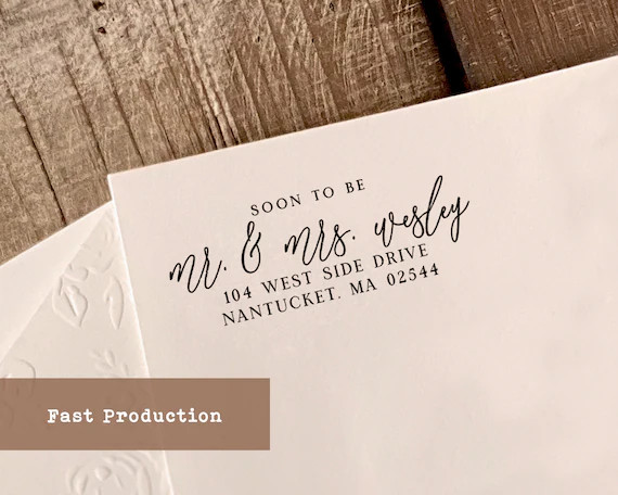 Modern Wedding Stamp, Custom Return Address Stamp, Personalized Stamp for Wedding Invitations, Ru... | Etsy (US)