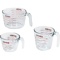 Pyrex Glass Measuring Cup Set (3-Piece, Microwave and Oven Safe),Clear | Amazon (US)