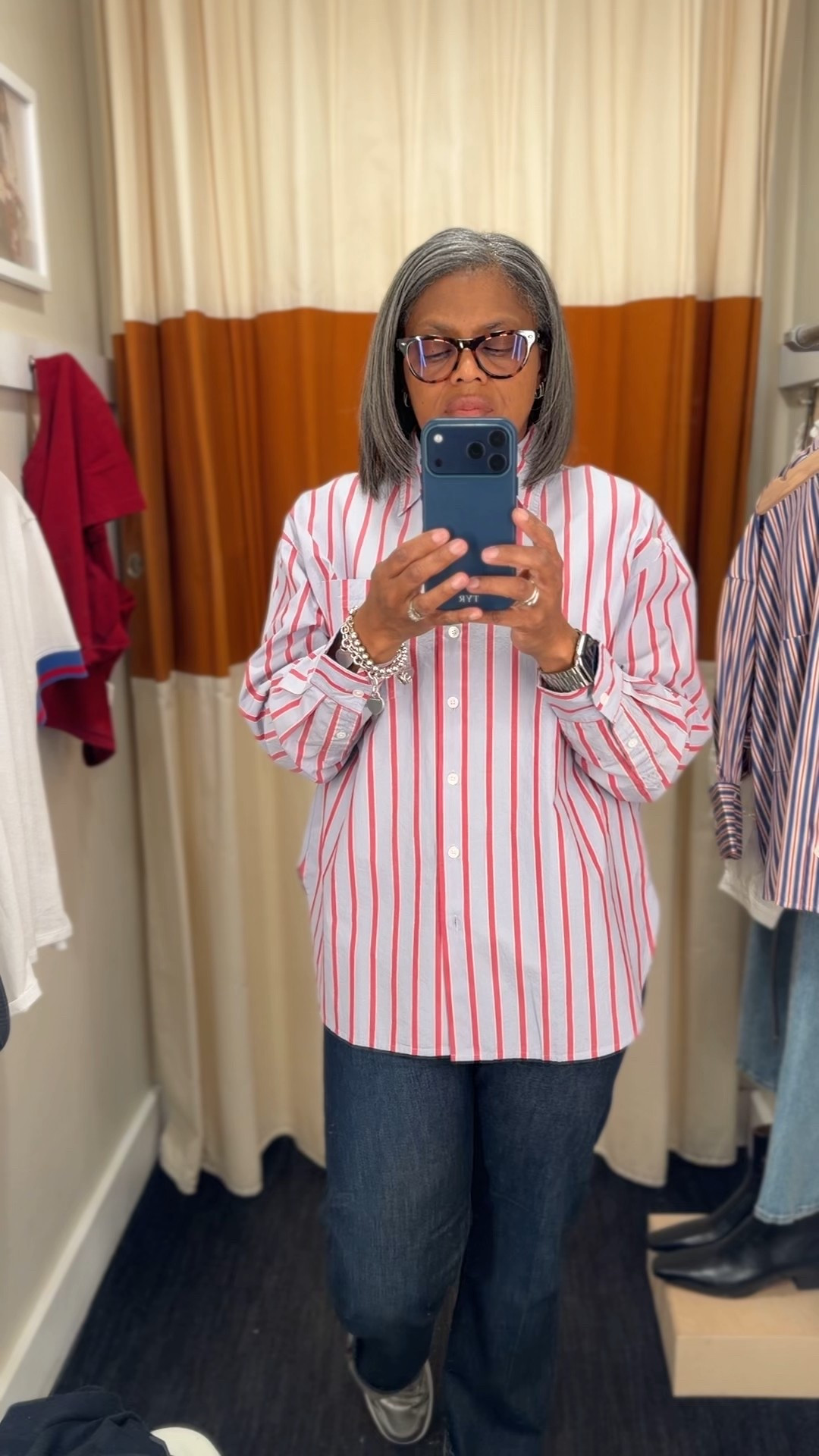 Classic stripes never go out of style 🤍
Trying on Madewell’s Easy Shirt in Tranquil Blue with my Curvy Dean jeans (already in my closet and still a fave). The fit is relaxed but polished — perfect for work, errands, or lunch with the hubby.

Linking below 🤍
@Madewell 
Top: Medium
Jeans: 28

#MadewellStyle #ClassicStyle #EverydayOutfit #CurvyDenim #Over50Style #EffortlessChic

#LTKootd #LTKOver40 #LTKdayinmylife