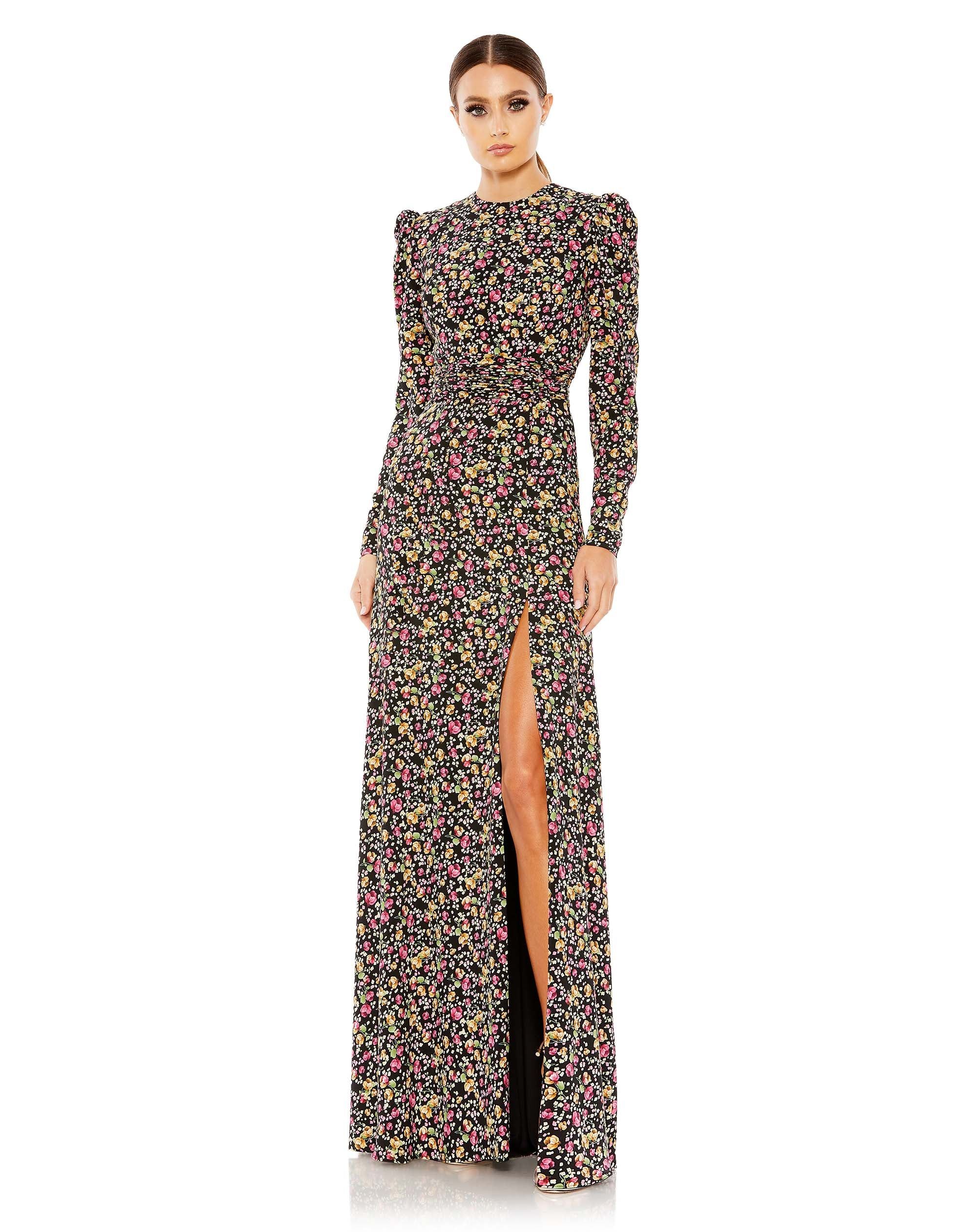 Floral Long Sleeve Gown | Mac Duggal