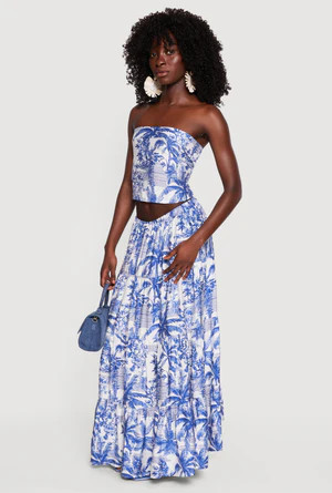 Tropical Toile de Jouy Tube Top | Rainbow Shops