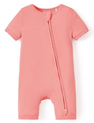 PATPAT Baby Pajama with Bamboo Viscose, Footie Jumpsuit Romper with 2-Way Zipper for Baby Boy Girl Toddler Sleeper Sleepwear, Rose Pink, 0-3 Month | Amazon (US)