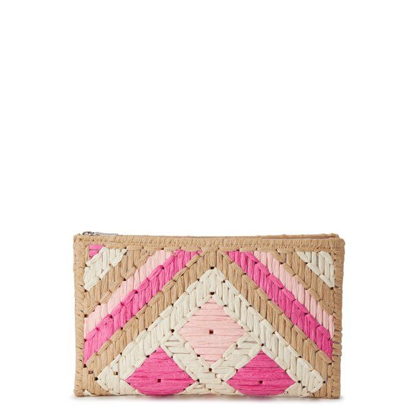 Eliza May Rose Straw Pattern Woven Summer Clutch | Walmart (US)