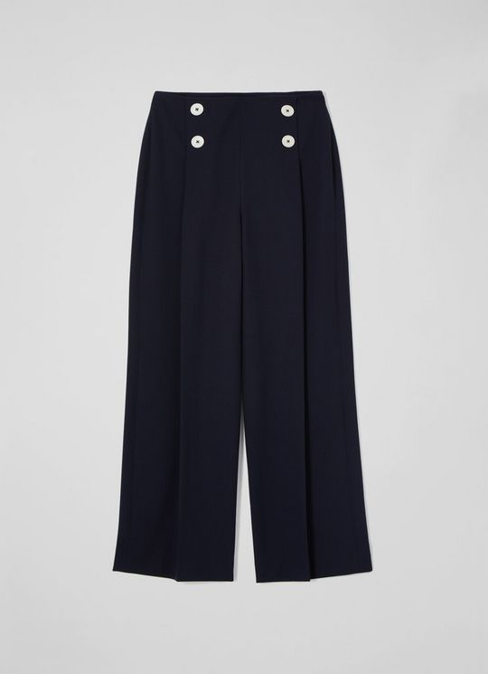 Parker Navy Wide-Leg Trousers | L.K. Bennett (UK)