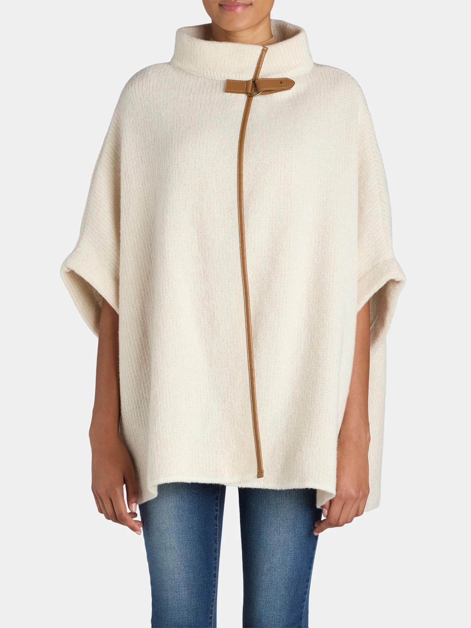 Time and Tru Women's Knit Fashion Cover-Up Ruana, Ivory Off-White, Size L/XL | Walmart (US)