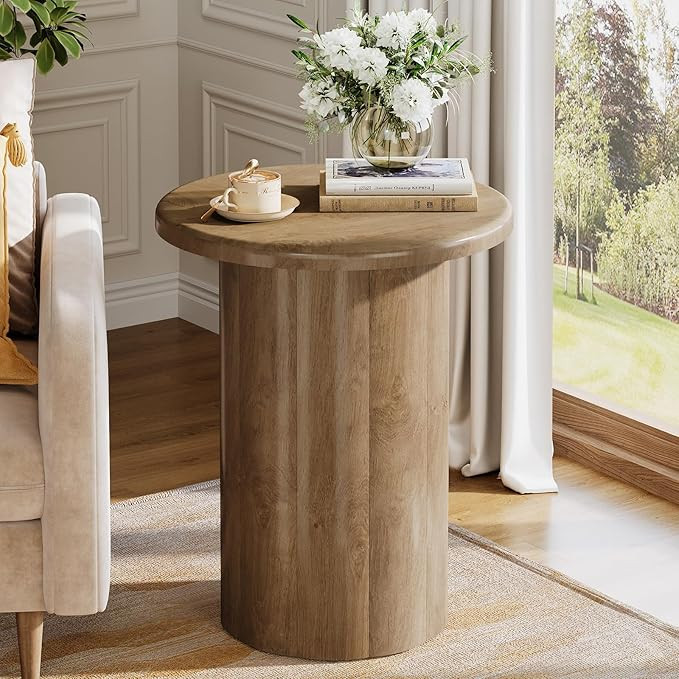 Tribesigns Round Side Table for Living Room, Farmhouse Small End Table with Fluted Base, 20-Inch ... | Amazon (US)