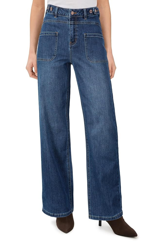 Arach&Cloz Women's Denim Adjustable Waist Buttons High Waisted Wide Leg Jeans 2025 | Amazon (US)