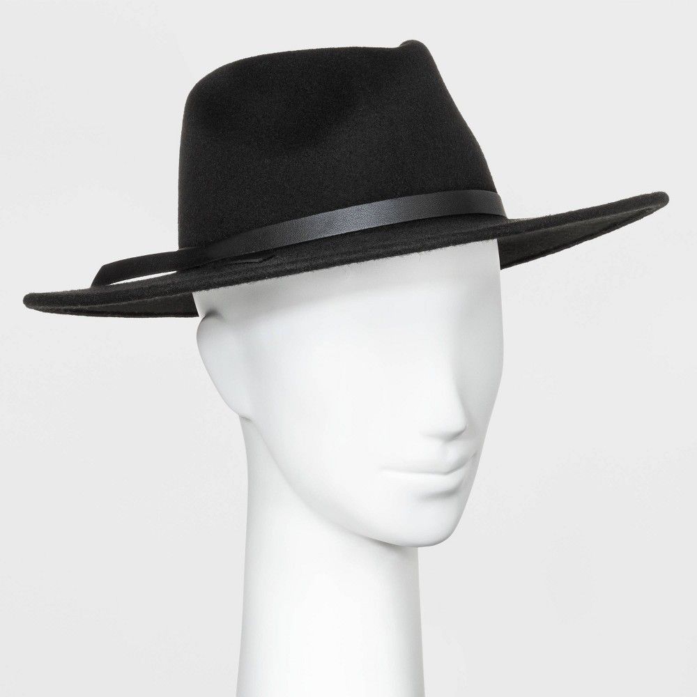 Women's Wide Brim Felt Fedora Hat - Universal Thread Black One Size | Target