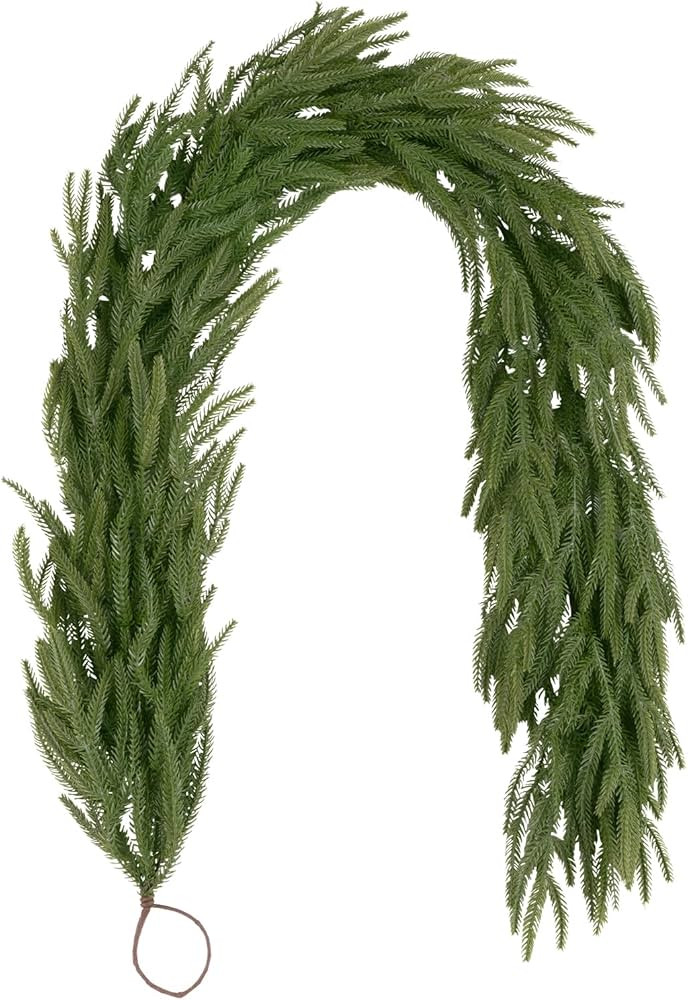 U'Artlines 1Pcs Christmas Norfolk Pine Garland, 6 Ft Xmas Faux Greenery Garland Real Touch Winter... | Amazon (US)