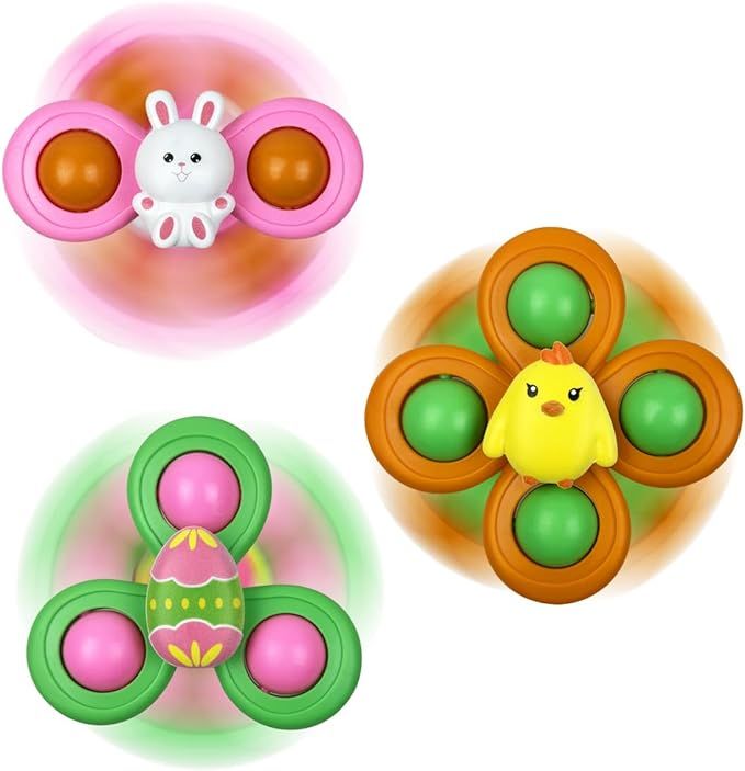 Jofan 3 Pack Easter Suction Cup Spinner Toys for Baby Toddlers Kids Easter Basket Stuffers Gifts ... | Amazon (US)