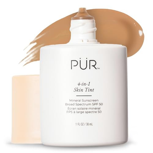 PÜR MINERALS Tinted Sunscreen for Face, 4-in-1 Skin Tint - Broad Spectrum Mineral Sunscreen, SPF 50 - Tinted Facial Moisturizer, Primer, Foundation for Sun Protection - Lightweight, Buildable, Tan TN2 | Amazon (US)