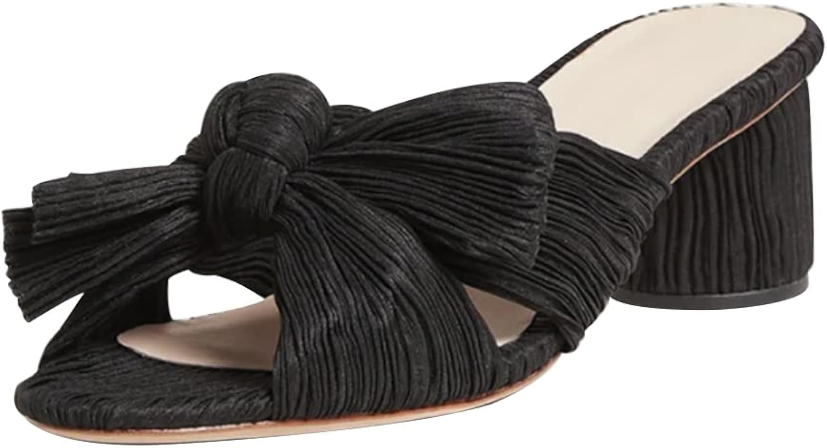 AMINUGAL Womens Heeled Sandals Pleated Bow Knot Ankle Strap Open Toe High Block Chunky Heels Sand... | Amazon (US)
