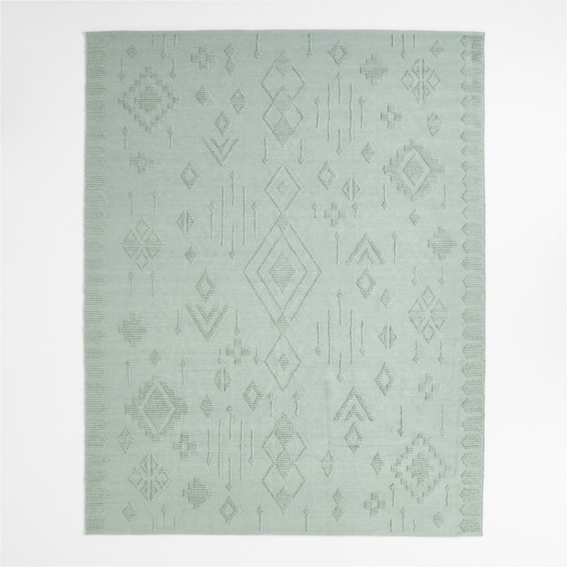 Textural Flatweave Verte Green Wool and Cotton Kids Area Rug 6'x9' | Crate & Kids | Crate & Barrel