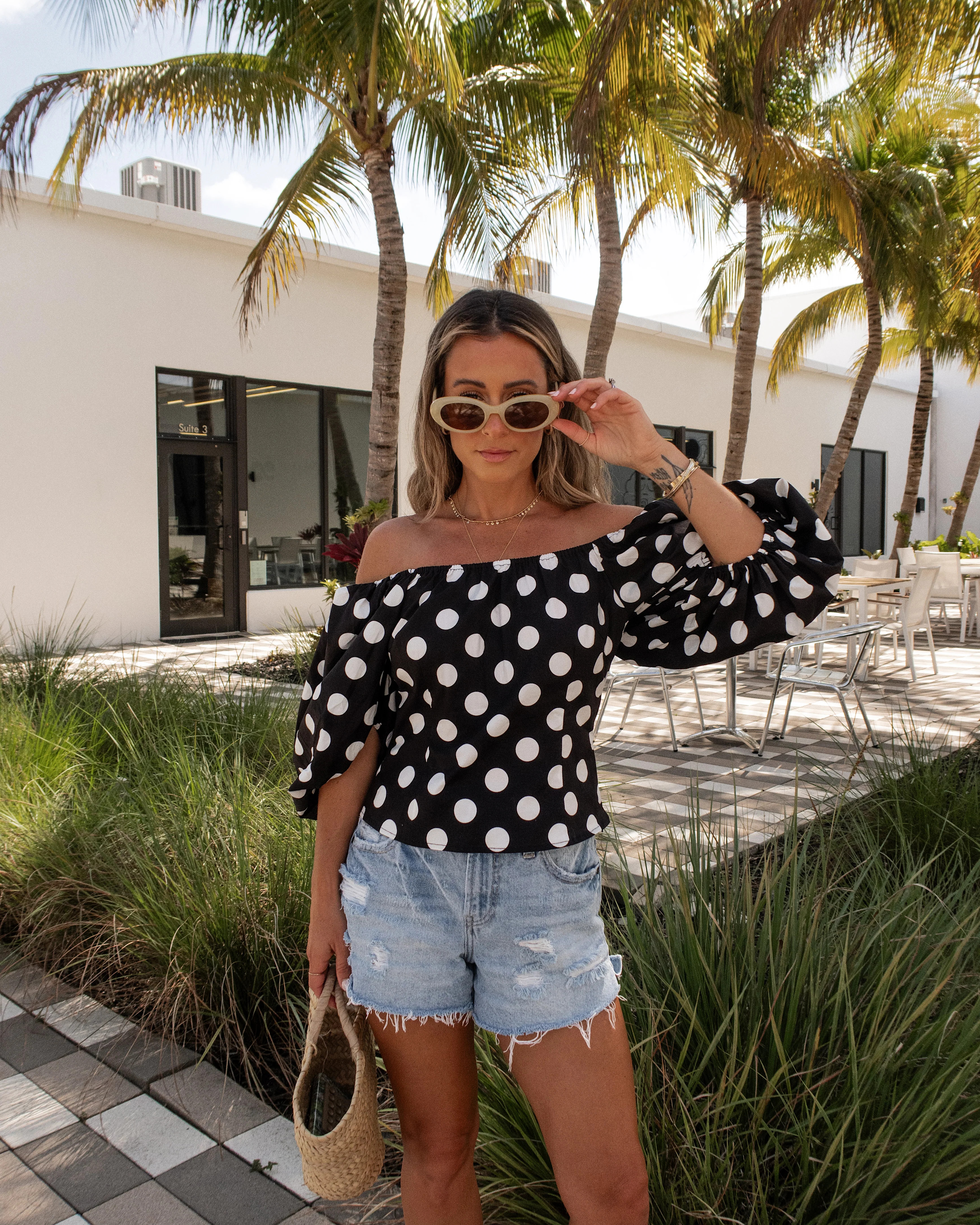 Betty Off The Shoulder Polka Dot Blouse | VICI