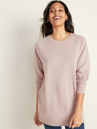 Loose-Fit French-Terry Crew-Neck Tunic for Women | Old Navy (US)