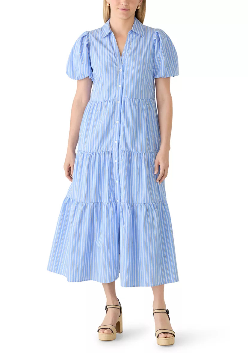 Women's Striped Tiered Midi Shirtdress | Belk