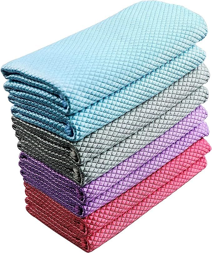 Niveaya Fish Scale Streak Free Miracle Cleaning Cloth, 8 Pack Multi-Functional Reusable Lint Free... | Amazon (US)