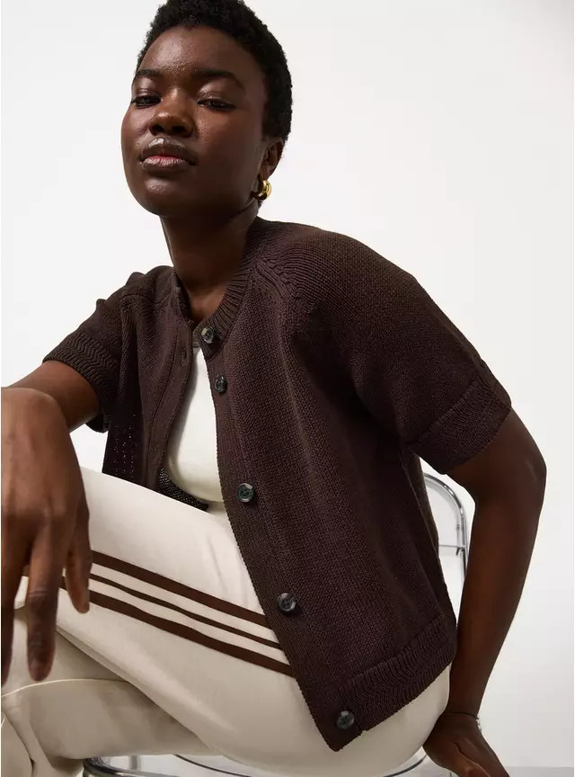 Buy Brown Boxy Fit Raglan Short Sleeve Cardigan XL | Cardigans | Tu | Tu Clothing