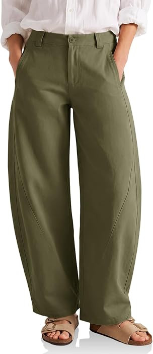 Cicy Bell Womens Barrel Wide Leg Pants Baggy High Waisted Palazzo Trousers     Chino Pants, Elast... | Amazon (US)